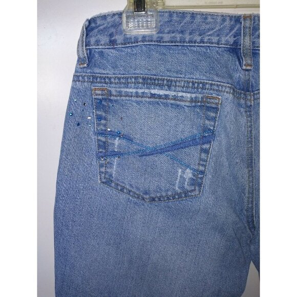 Aeropostale Womens cropped jeans Sz 9/10R distressed raw hem bootcut Flare EUC - Picture 6 of 7